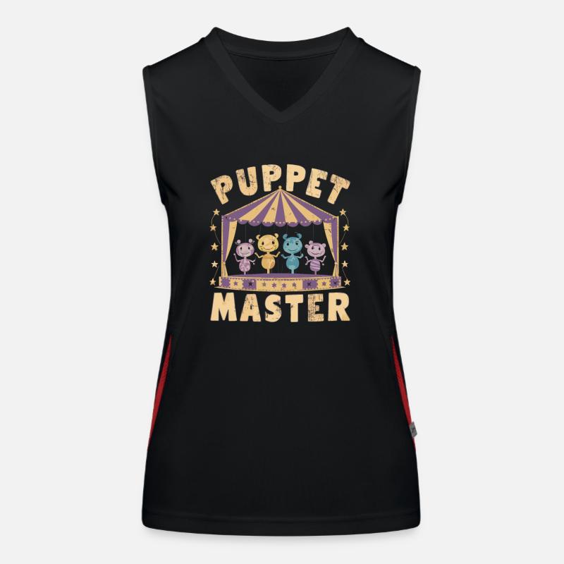 Retro Puppet Master Circus Themed Women's Functional Contrast Tank Top