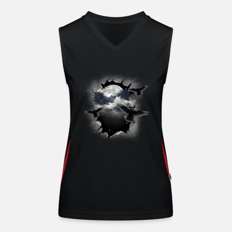 Halloween Ravens Raven Moon Full Moon Crows Women's Functional Contrast Tank Top