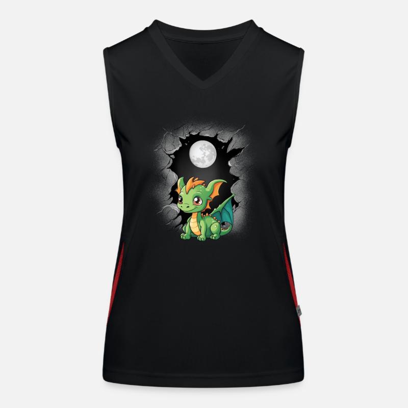 Full Moon Dragon Dragon Moon Mythical Creature Women's Functional Contrast Tank Top