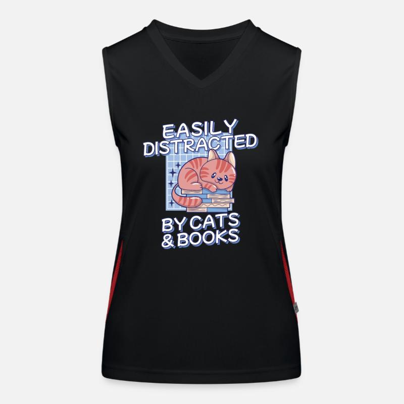 Leicht Ablenkbar Durch Katzen und Bücher Funktionelles Kontrast-Tank Top für Frauen
