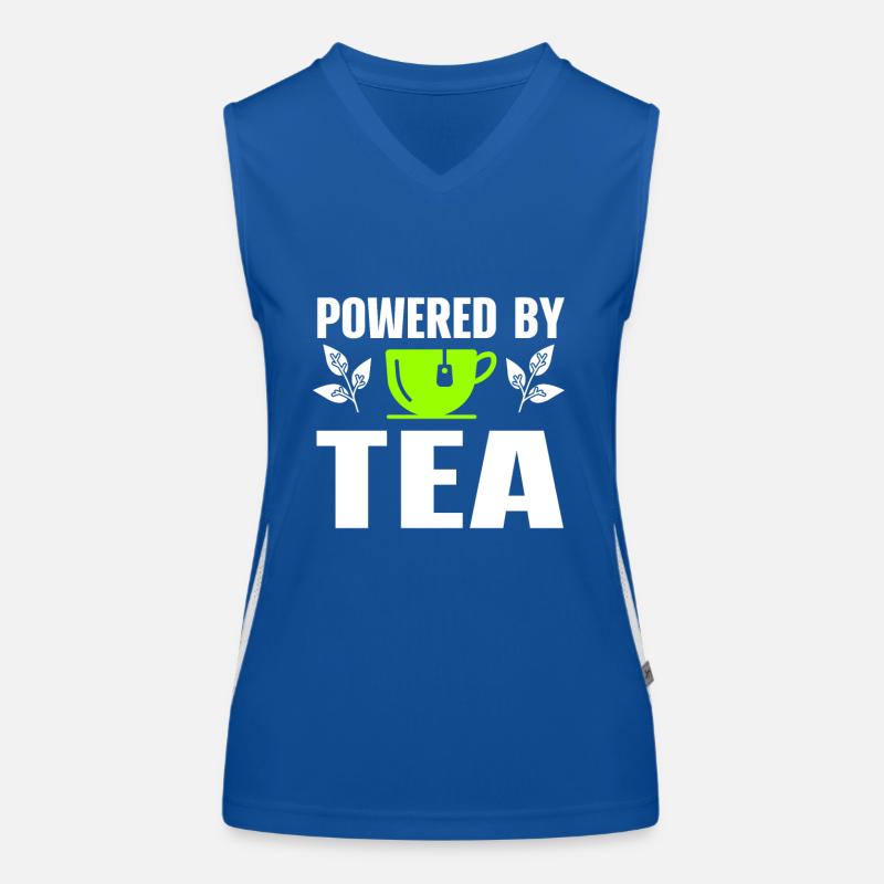 Tea Lover Tea Drinker Quotes Powered By Tea Funktionelles Kontrast-Tank Top für Frauen