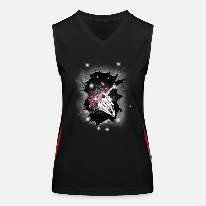 Einhorn Einhörner Halloween Skull Funktionelles Kontrast-Tank Top für Frauen