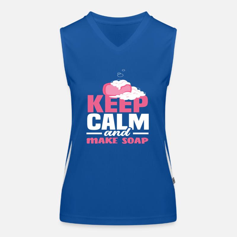 Keep Calm And Soap Making Funktionelles Kontrast-Tank Top für Frauen