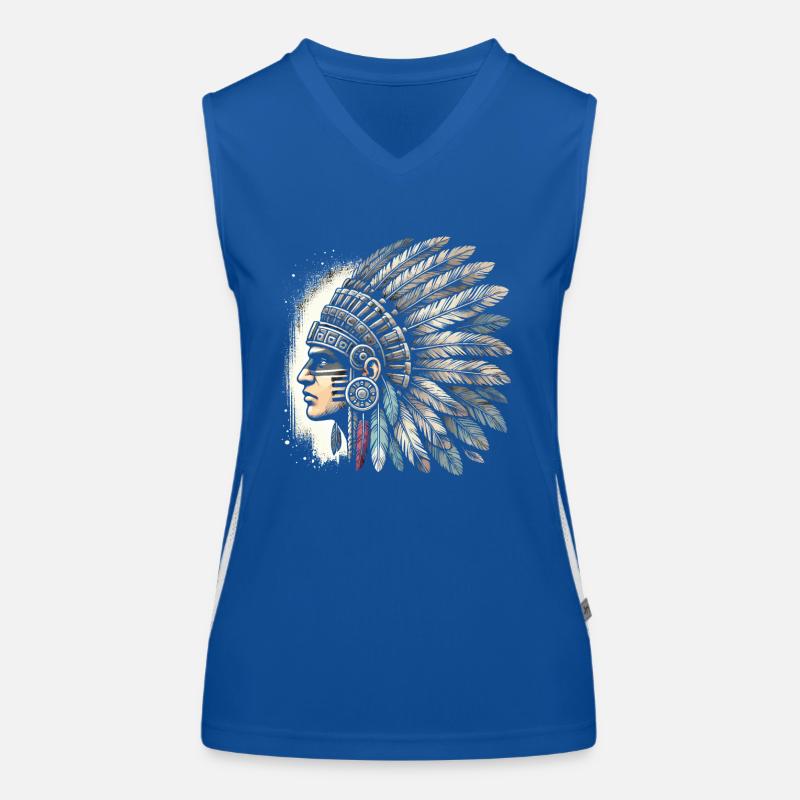 Aztec warrior with traditional Women's Functional Contrast Tank Top