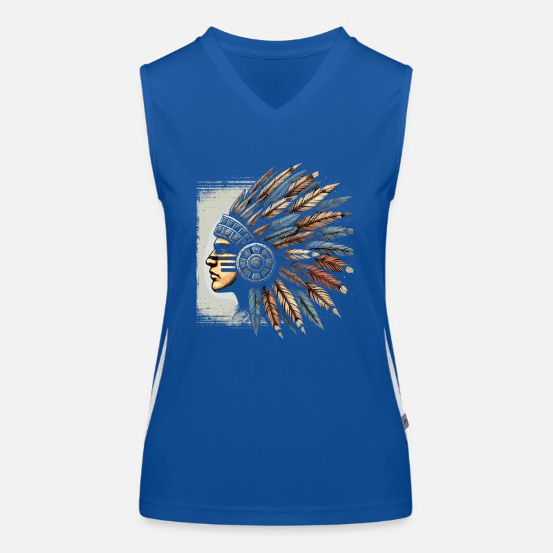 Aztec warrior with traditional Women's Functional Contrast Tank Top