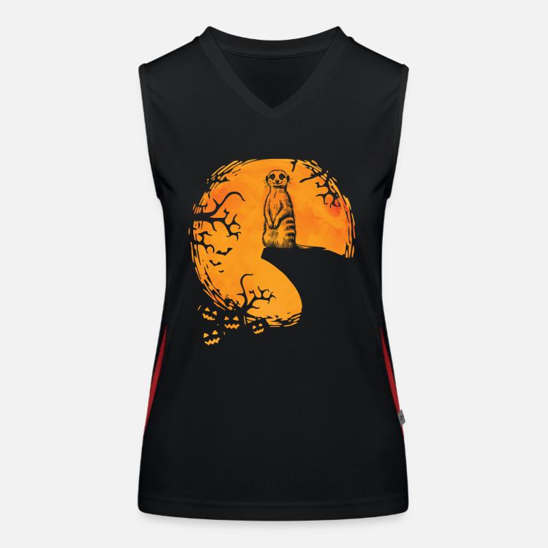 Suricate Halloween Lune Silhouette Spooky Suricate Débardeur respirant contrasté Femme