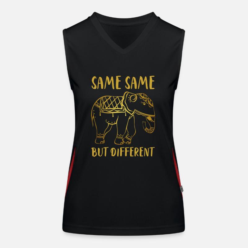 Goldener Elefant "Same Same but different" Funktionelles Kontrast-Tank Top für Frauen