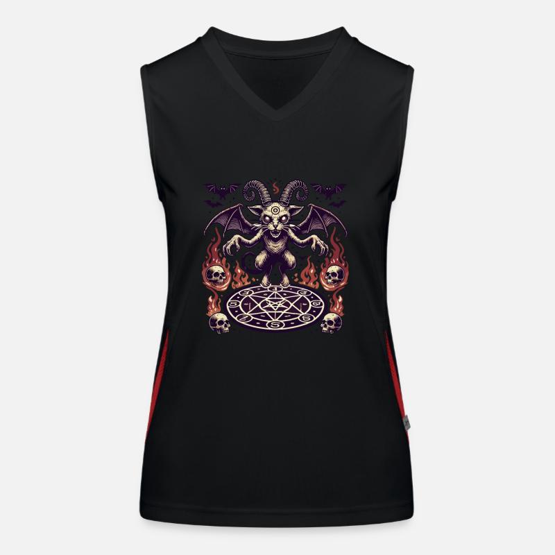 Creepy Devil Cat Dark Cats Invocation Débardeur respirant contrasté Femme