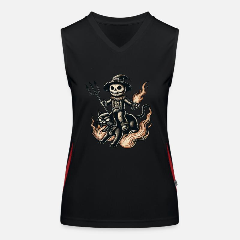 diCreepy Devil Cat Dark Cats Design Débardeur respirant contrasté Femme
