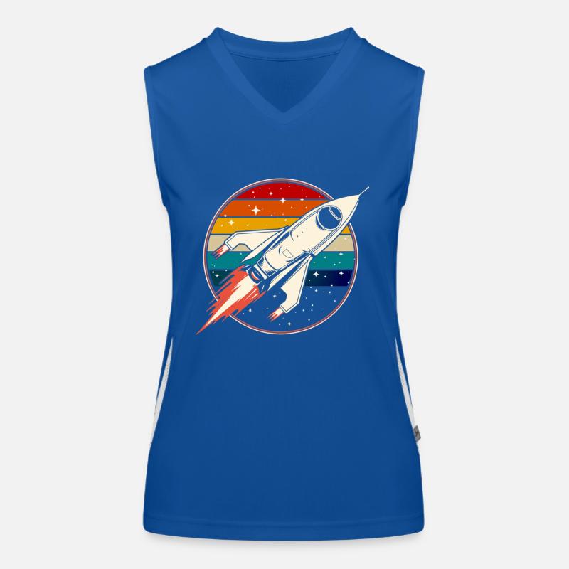 Retro Rocket Space Ship Vintage Women's Functional Contrast Tank Top