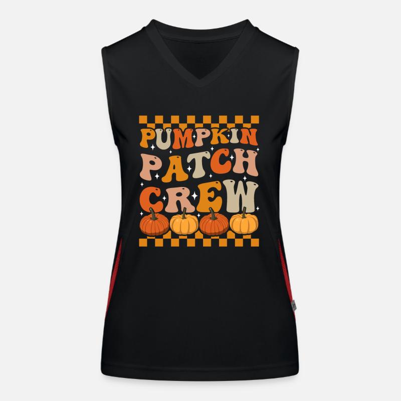 Groovy Pumpkin Patch Crew Fall Pumpkins Women's Functional Contrast Tank Top