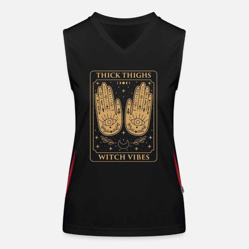 Thick Thighs Witch Vibes Tarot Card Women's Functional Contrast Tank Top