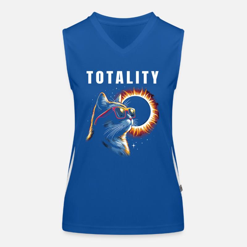 Total Solar Eclipse Totality Cat Women's Functional Contrast Tank Top