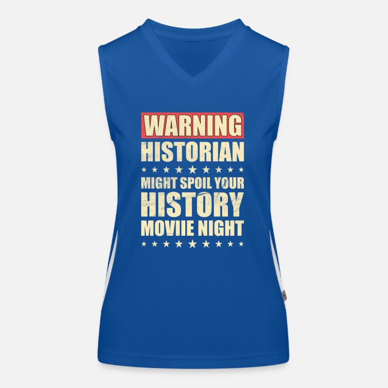 Warning Historian Funny History Women's Functional Contrast Tank Top