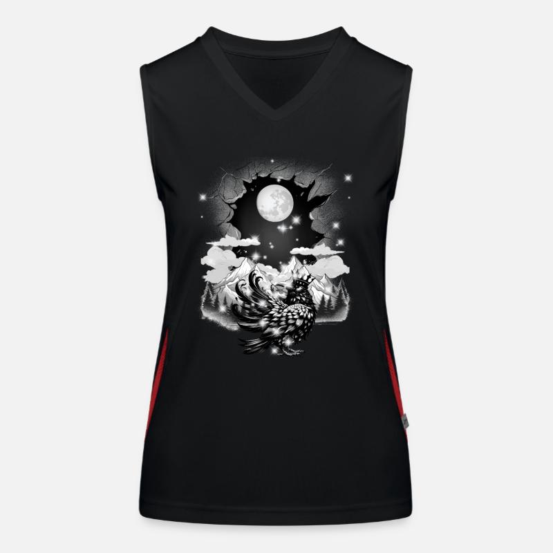 mystisch Märchen Märchenfigur Rabe Raben Krähe Funktionelles Kontrast-Tank Top für Frauen