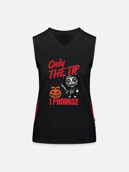 Lustiger Katzen Spruch only The Tip Psycho Katze - Funktionelles Kontrast-Tank Top für Frauen - Schwarz/Rot - Vorne