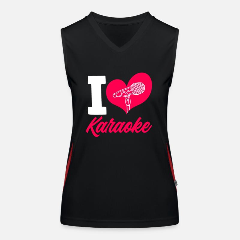 I Love Karaoke Microphone Heart Women's Functional Contrast Tank Top