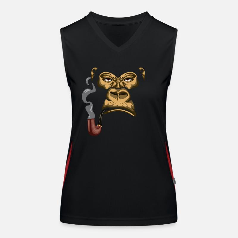 Monkey Chimpanzee Gorilla Smoking Ape Women's Functional Contrast Tank Top