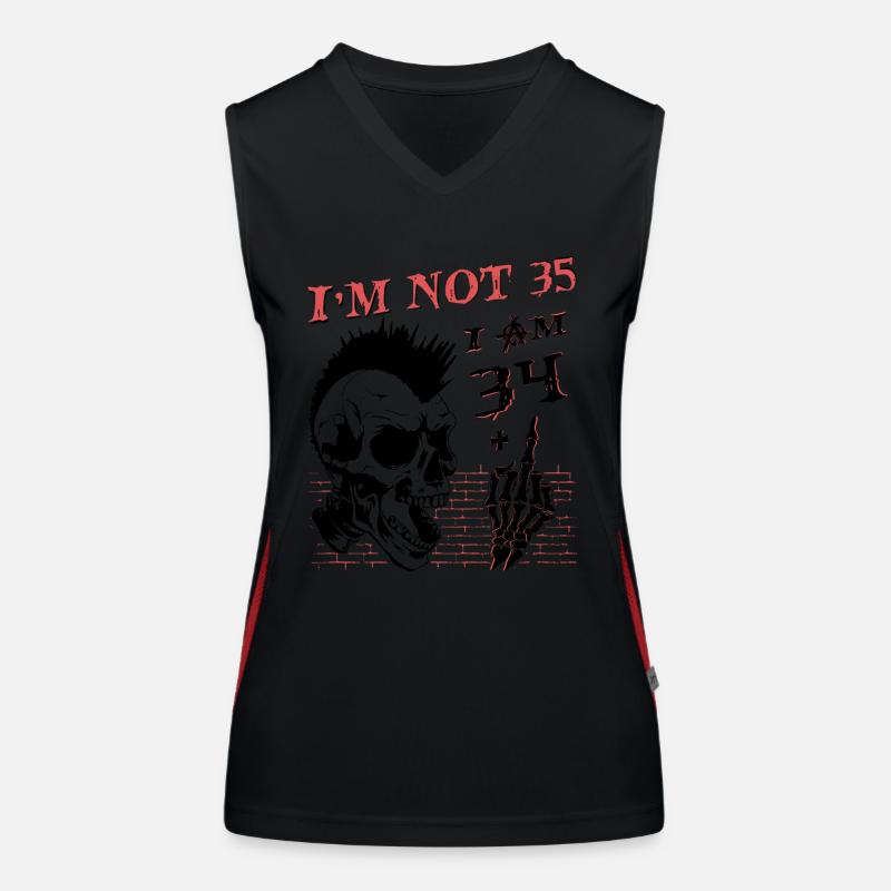 Ich bin 34 plus Mittelfinger - 35. Geburtstag Funktionelles Kontrast-Tank Top für Frauen