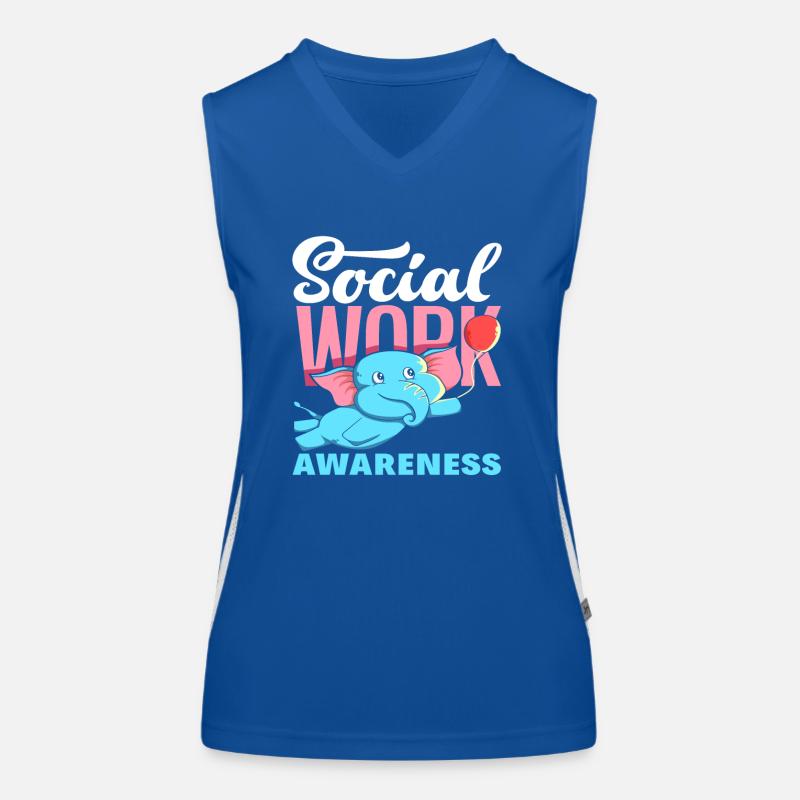 Social Work Awareness with Elephant Women's Functional Contrast Tank Top