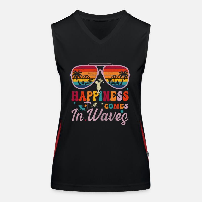 Happiness comes in waves Women's Functional Contrast Tank Top