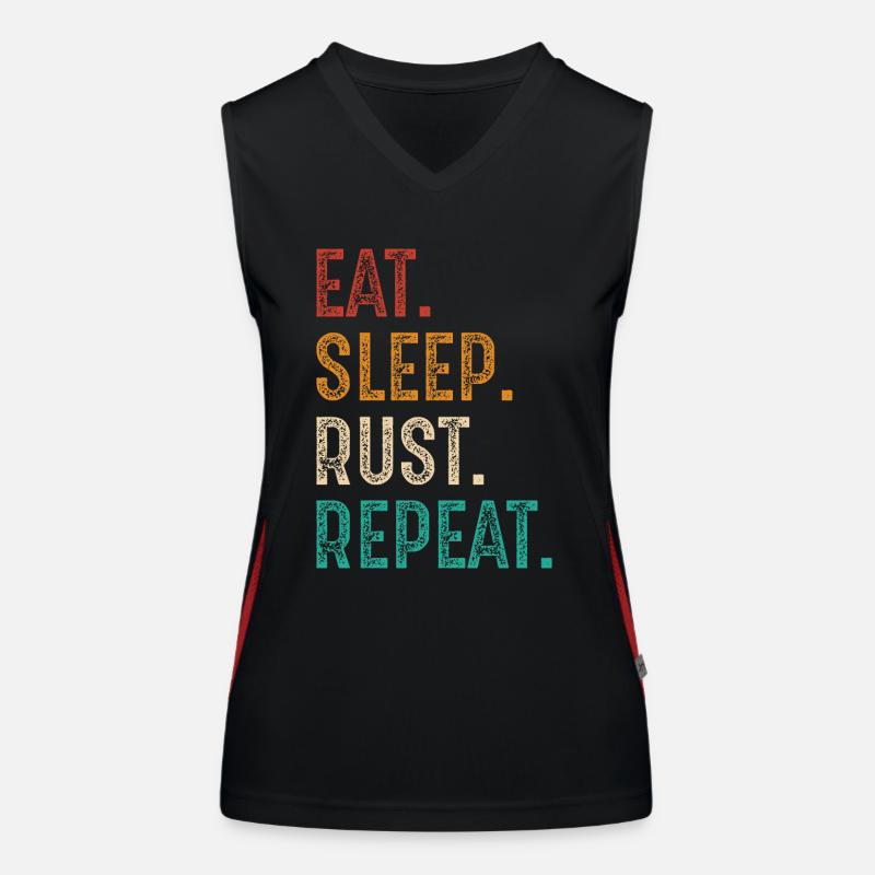 eat sleep rust repeat Women's Functional Contrast Tank Top