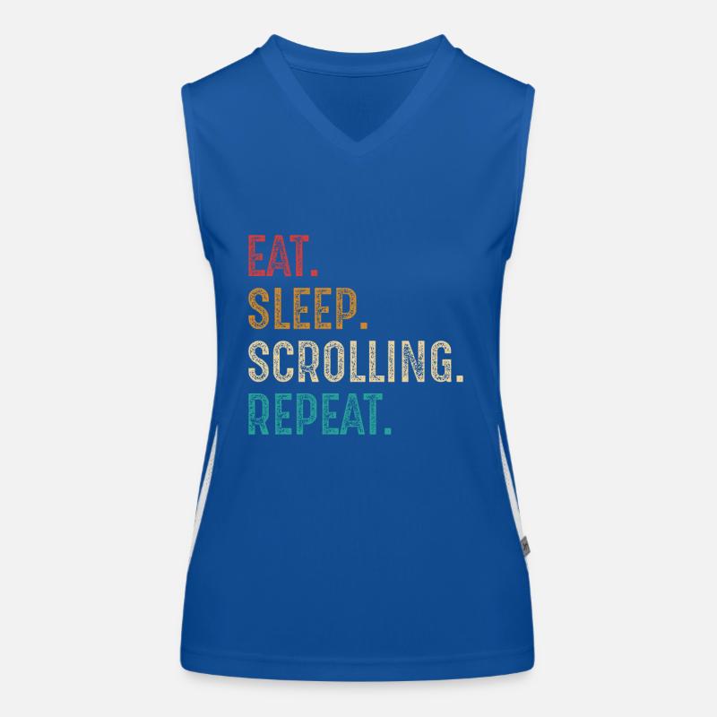 eat sleep scrolling repeat Women's Functional Contrast Tank Top