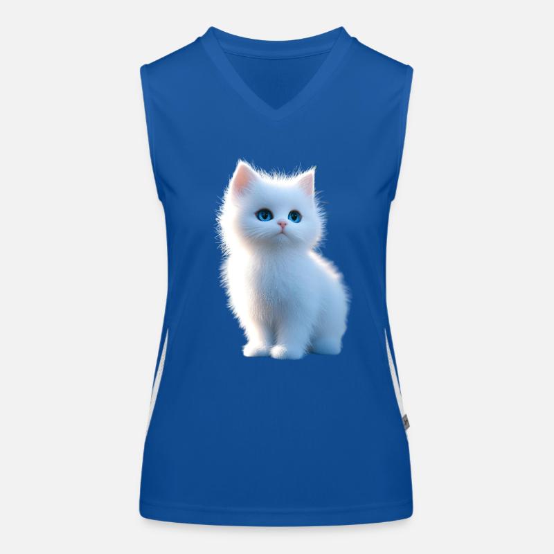 Chat Angora Blanc Chat Angora Chats Angora Mignons Débardeur respirant contrasté Femme
