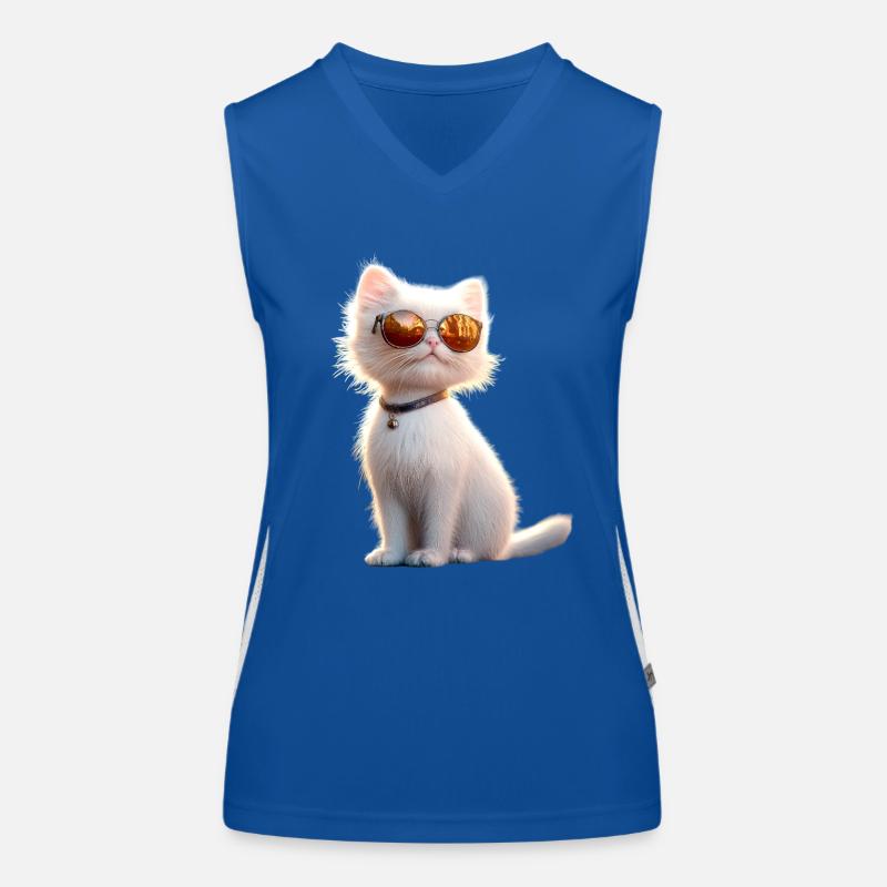Chat Angora Blanc Chat Angora Chats Angora Mignons Débardeur respirant contrasté Femme