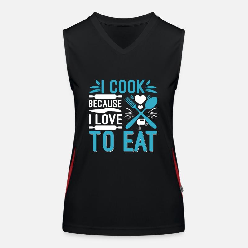 Je cuisine parce que j’aime manger Débardeur respirant contrasté Femme