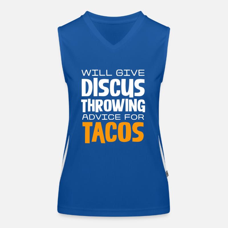 Discus Toss Tips for Tacos: Humorous Women's Functional Contrast Tank Top
