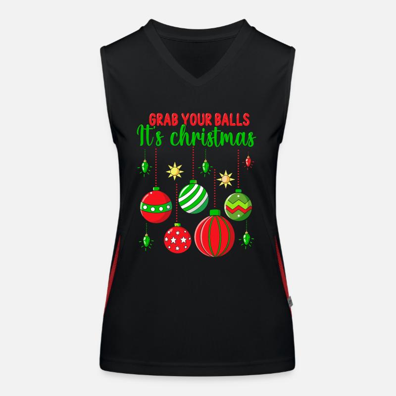 Grab Your Balls It's Christmas Tree Baubles Funktionelles Kontrast-Tank Top für Frauen