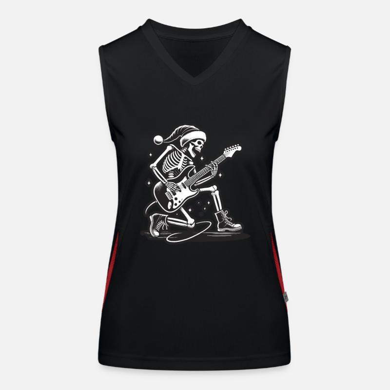 Skelett Weihnachtsrocker Mit E-Gitarre Funktionelles Kontrast-Tank Top für Frauen