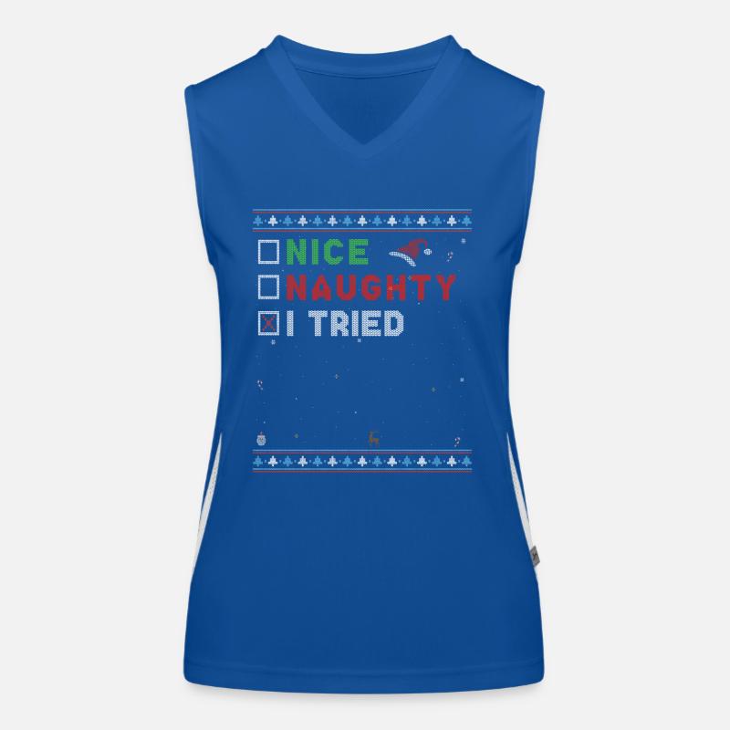 Nett oder frech - ich habe es mit dem Weihnachtsmann versucht Funktionelles Kontrast-Tank Top für Frauen