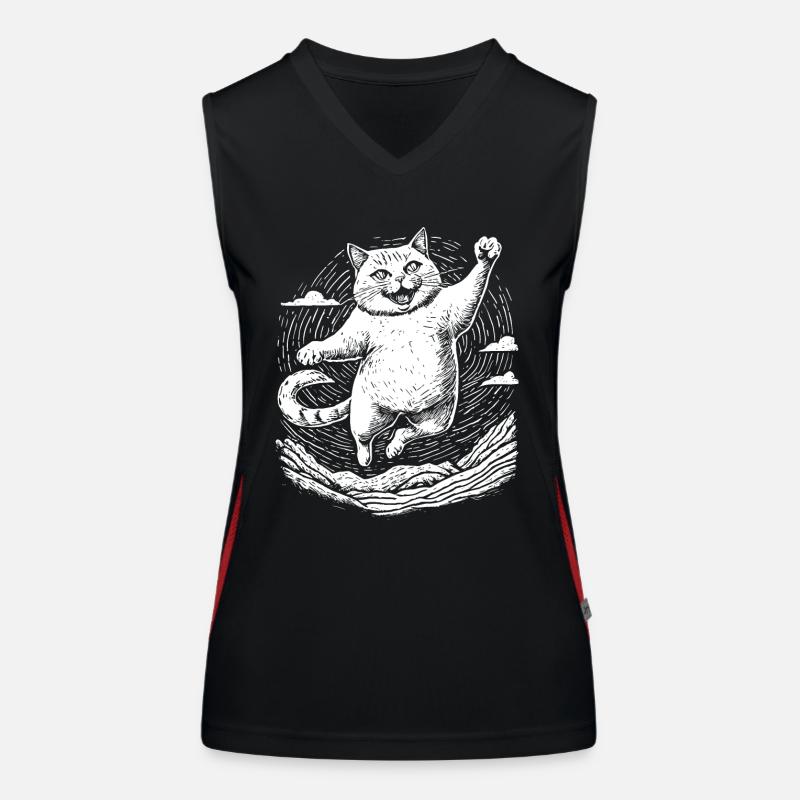 Cat practicing karate Women's Functional Contrast Tank Top