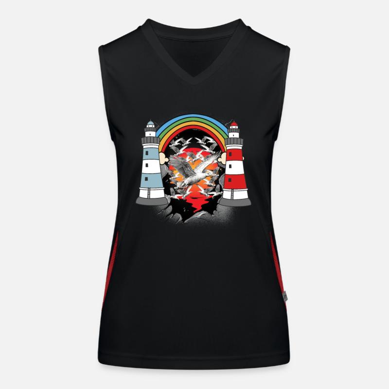 maritim Leuchtturm Leuchttürme Möwe Möwen Funktionelles Kontrast-Tank Top für Frauen