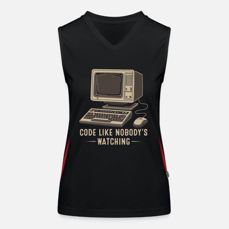 Programmieren Sie, als würde niemand zuschauen. Funktionelles Kontrast-Tank Top für Frauen