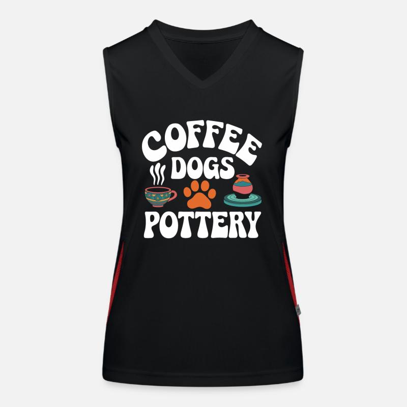 Pottery Coffee, Dogs & Pottery Women's Functional Contrast Tank Top