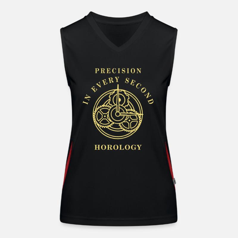HOROLOGY PRECISION IN EVERY SECOND Funktionelles Kontrast-Tank Top für Frauen