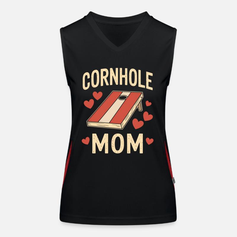 Cornhole Saying Mom Funny Cornhole Gift Women's Functional Contrast Tank Top