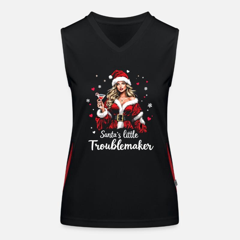 Santa's Little Troublemaker Christmas Hat Women's Functional Contrast Tank Top