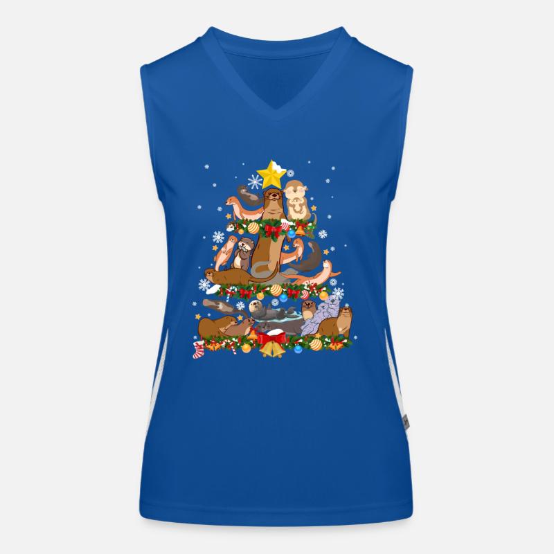 Otter Christmas Tree Funktionelles Kontrast-Tank Top für Frauen