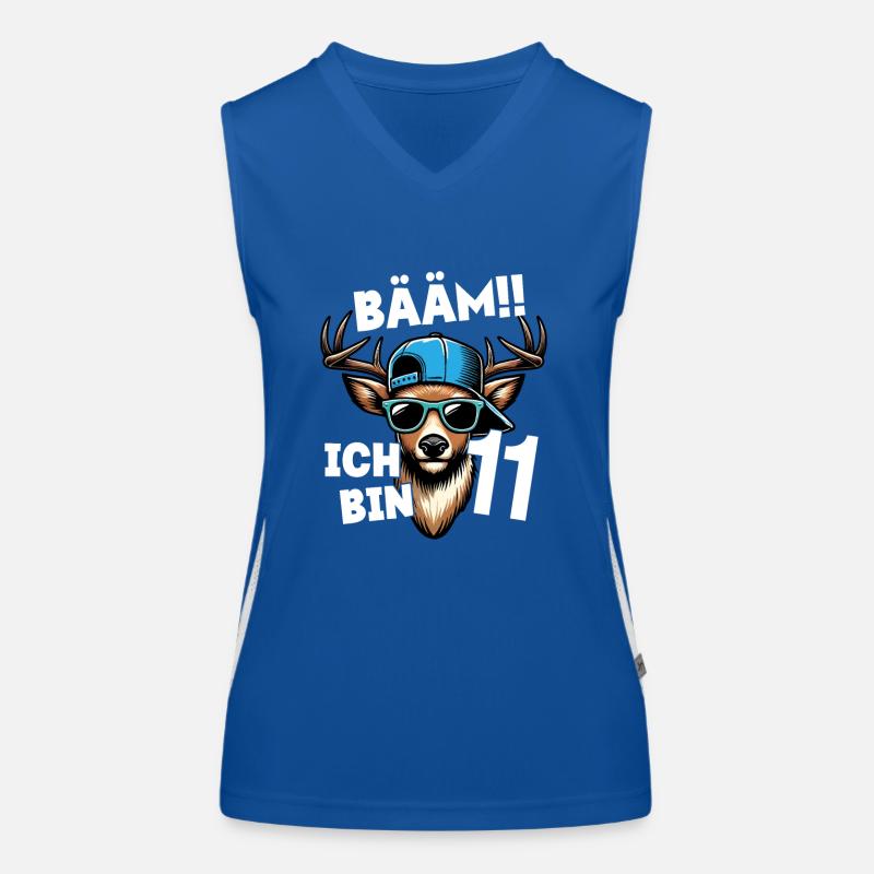 BÄÄM Ich Bin 11 Geburtstag Hirsch Geburtstagsdeko Funktionelles Kontrast-Tank Top für Frauen