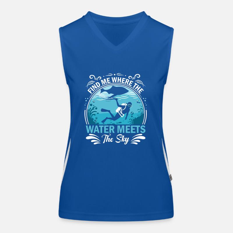 Finde mich dort, wo das Wasser auf den Himmel trifft. Funktionelles Kontrast-Tank Top für Frauen