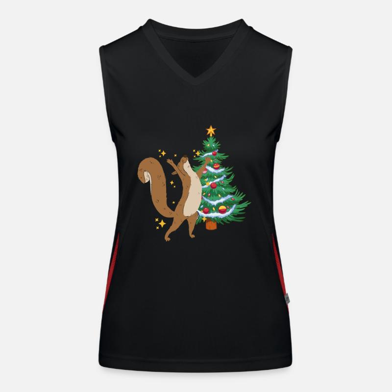 Tannenbaum Weihnachtsbaum Eichhörnchen Xmas Funktionelles Kontrast-Tank Top für Frauen