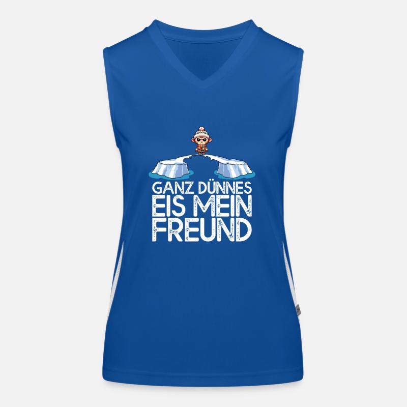 Ganz dünnes Eis mein Freund Affe auf Eisscholle Funktionelles Kontrast-Tank Top für Frauen