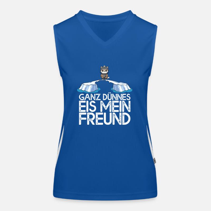 Ganz dünnes Eis mein Freund Katze Eisscholle Funktionelles Kontrast-Tank Top für Frauen