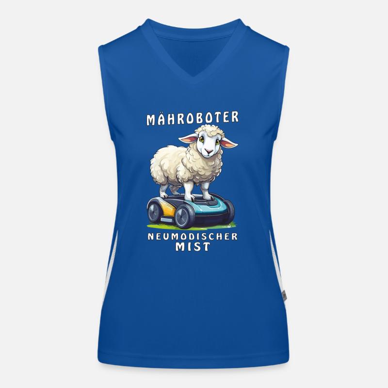 SHEEP ROBOTIC LAWNMOWER NEWFANGLED CRAP Women's Functional Contrast Tank Top