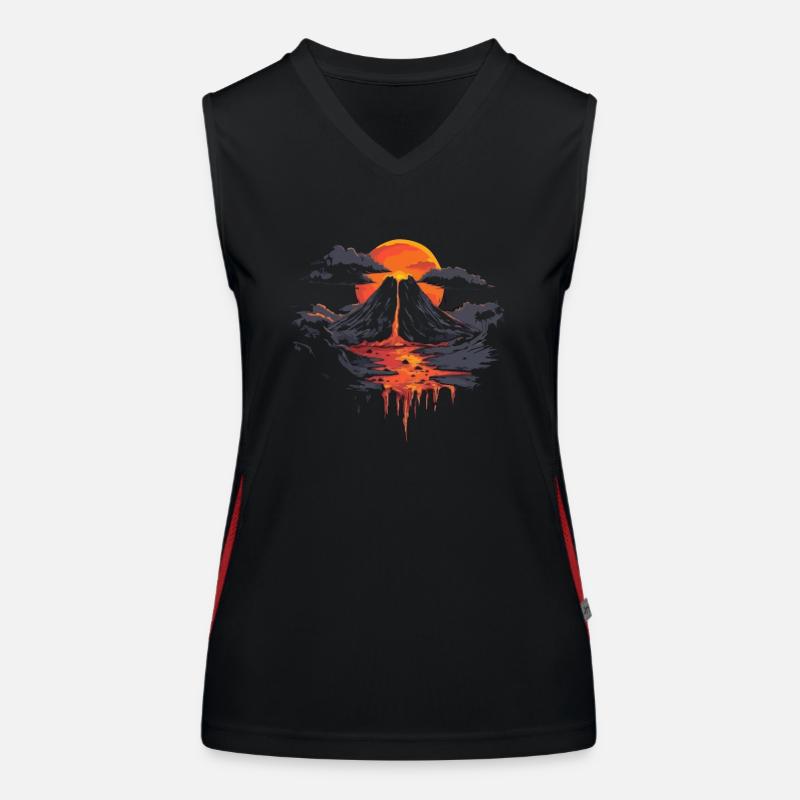 Vulkanlandschaft Mit Dramatischem Sonnenuntergang Funktionelles Kontrast-Tank Top für Frauen
