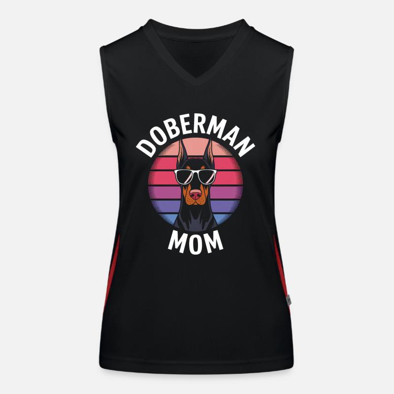 Dobermann Spruch Mama Lustiges Dobermann Geschenk Funktionelles Kontrast-Tank Top für Frauen